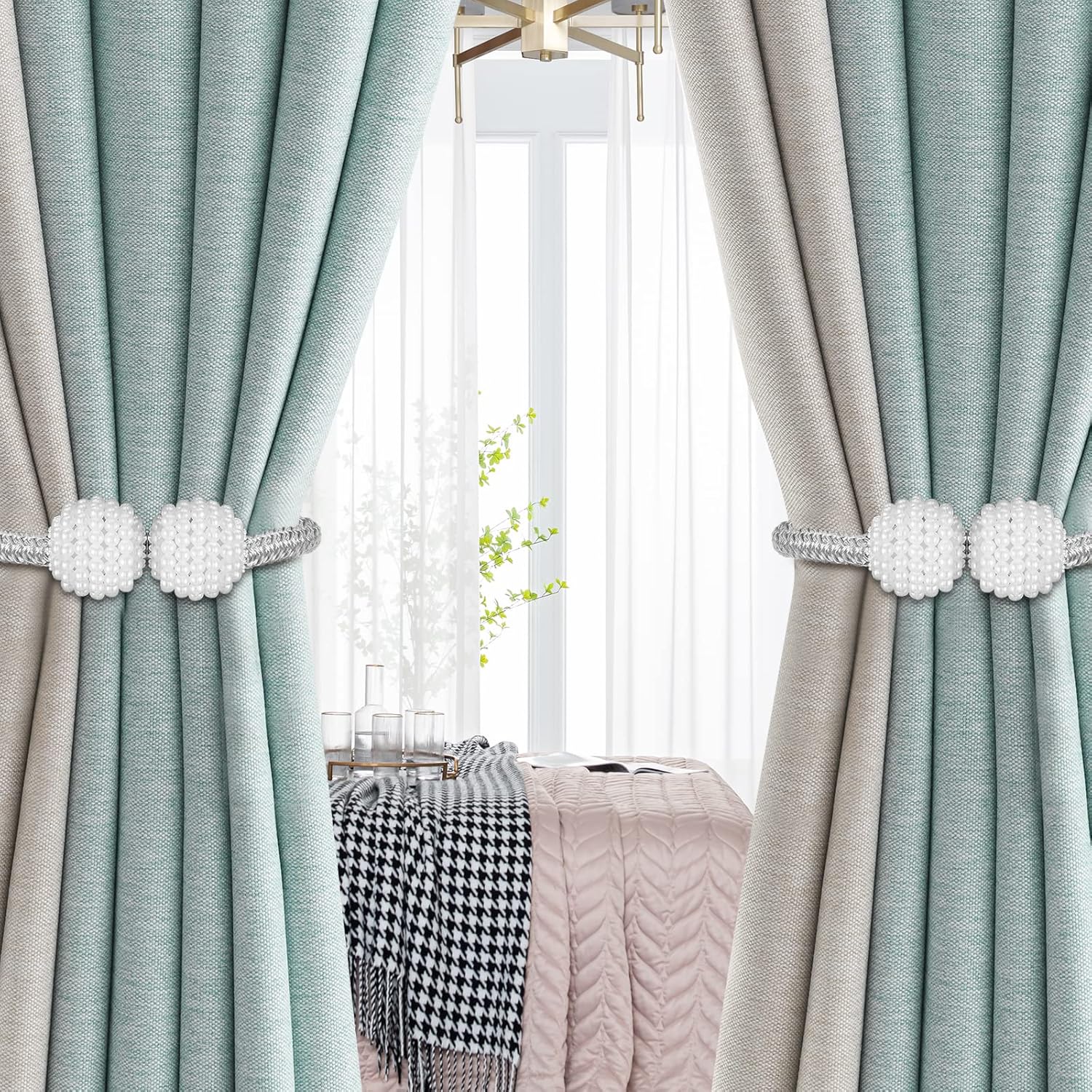 1 STKS 2 STKS Parel Magnetische GordijnClip Opknoping Bal Gesp Gordijn Houder Tie Terug Gesp Clips Tie Terug Gordijn Decor Accessoires