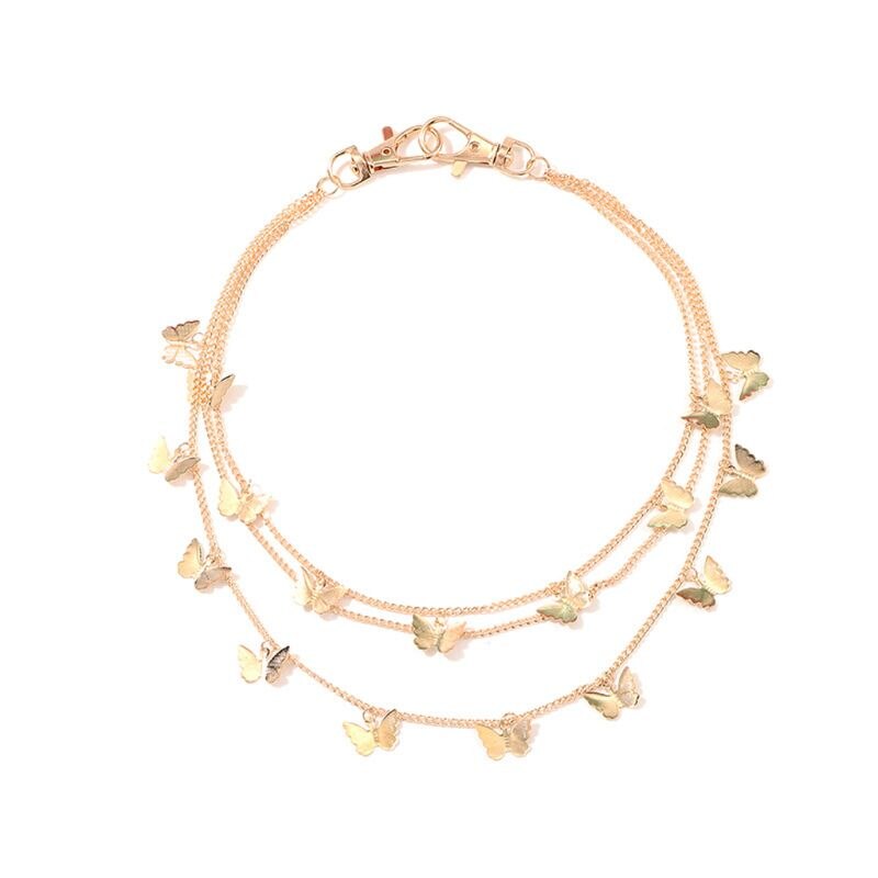 Punk multi-layer vlinder riem taille ketting man vrouw broek ketting haak broek ketting sleutelhanger sieraden: Goud