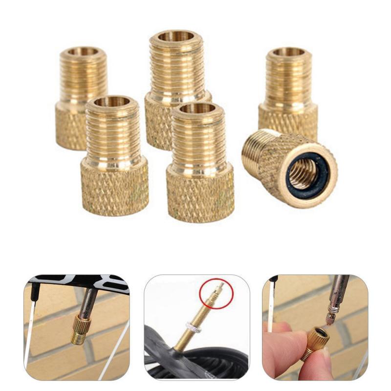 5Pcs Brass Valve Adaptor Presta To Schrader Bicycle Valve Converter Mountain Bike Pump Connector Adapter Alloy Bike Accessorie
