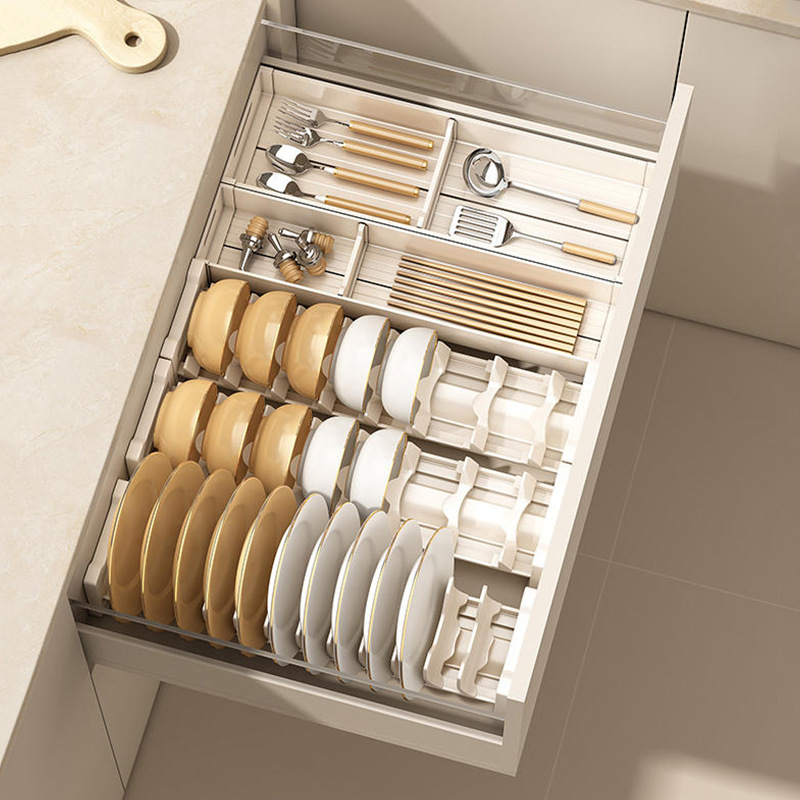 Pojemnik robić szuflady kuchennej, przegródka robić szafki, wbudowany stojak na naczynia, organizer na miski, pałeczki, talerze, uchwyt na sztućce, ociekacz na naczynia.
