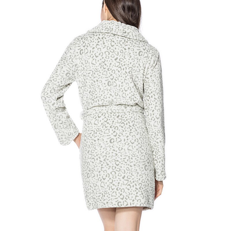 Skinfullysweet Frauen Leopard Warme Flanell Schlecht Kleid Braut Bademantel Nachtwäsche Kimono Morgenmantel Nachtwäsche Schlecht Kleid Für Ladi