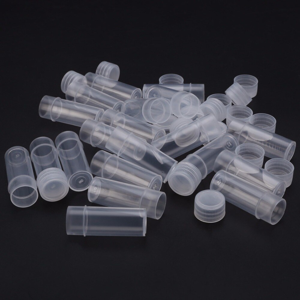 5Pcs 5ml Plastic Sample Bottle Test Small Bottle Tube Mini Bottles Pill Storage Containers White