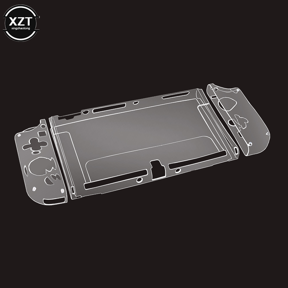 Clear Case Voor Nintendo Switch Oled Game Controller Cover Transparante Tpu Soft + Pc Hard Knop Case Beschermende Crystal Shell