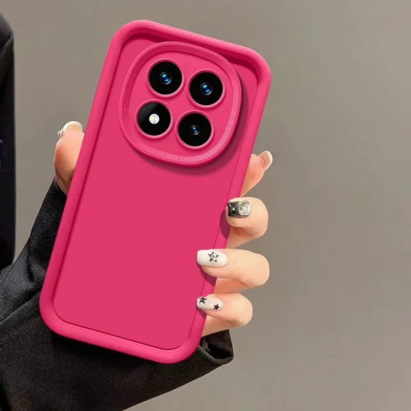 Funda de silicona para lente de cámara de Color sólido para Xiaomi Redmi Note 14 Pro Plus 4G 5G Funda contraportada: Magenta / Para iPhone 16