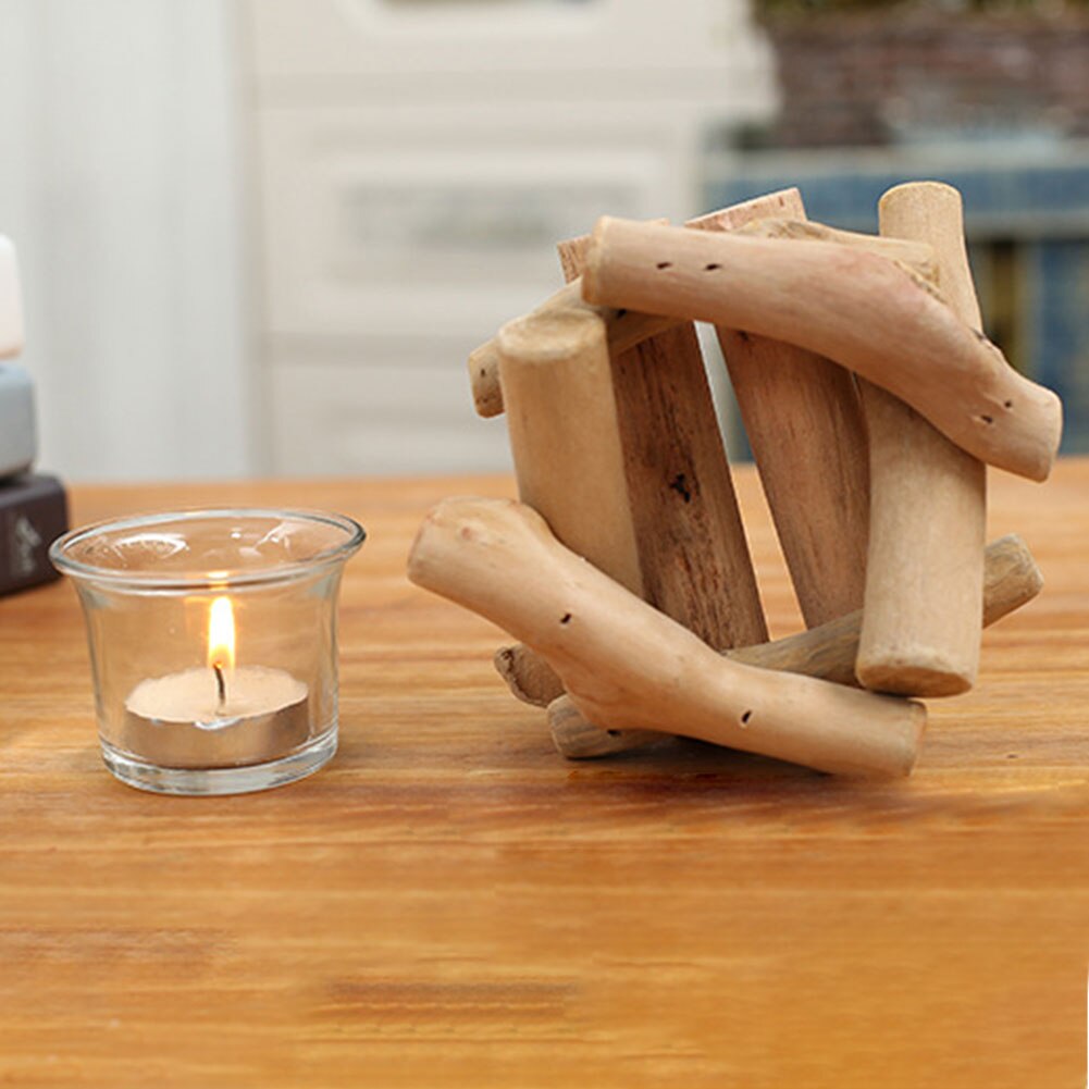 Portavelas de vidrio para manualidades delicadas, decoración romántica para el hogar, bodas, arte Hecho A Mano, palo de madera portátil
