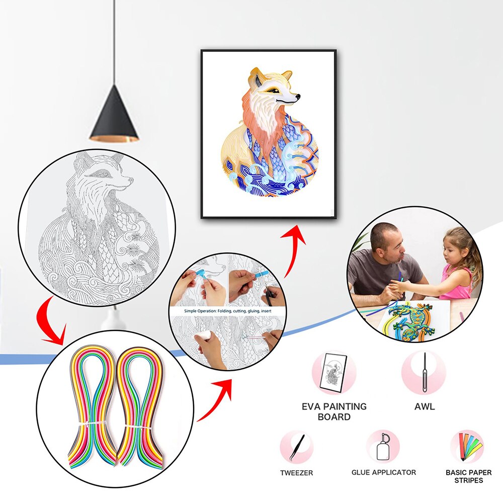 DIY 3D Quilling Paper Filigree Paintings Handicraft Set for Wall Decor Crafts DIY Quilling Paper Kits