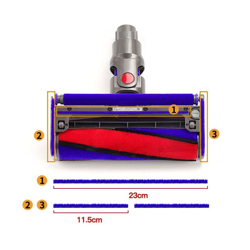 Replacement Bottom Strip Plush Strip Felt Strip for Dyson V6 V7 V8 V10 V11 Vacuum Cleaner Soft Roller Head Accessories