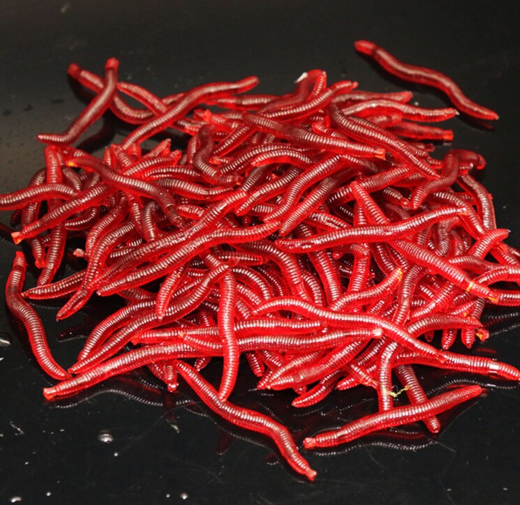 Leurre De Pêche, Ver Terre Artificiel, Vers En Plastique Souple, Rouge Foncé, Pour La Pêche Au