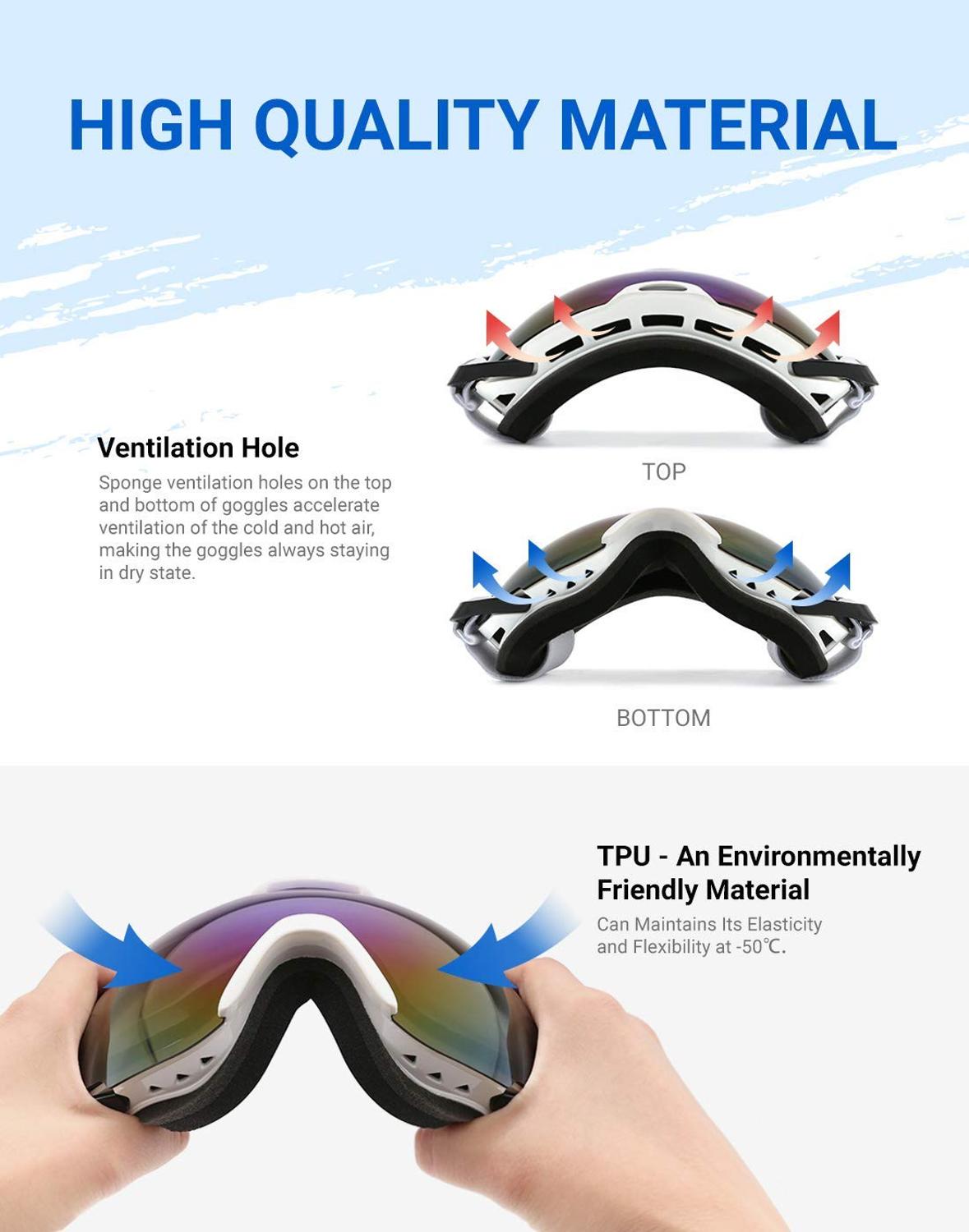 Lente dupla óculos de esqui anti-nevoeiro uv400 para esportes ao ar livre óculos de esqui neve snowboard óculos de proteção homem mulher