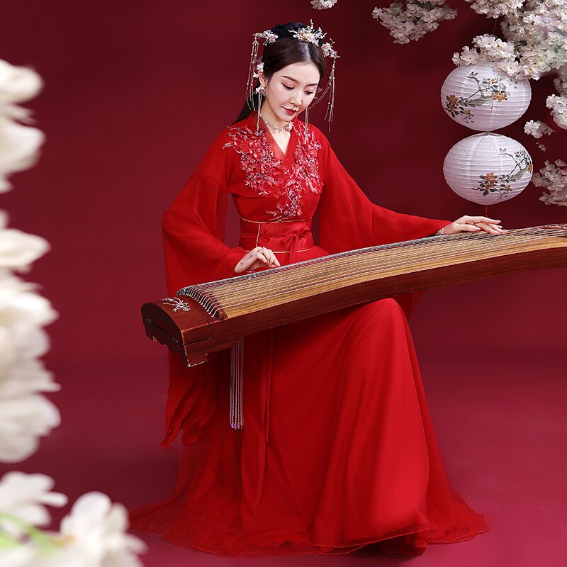 Antiguo nuevos vestidos Hanfu Dinastía Tang para mujer, trajes de danza tradicional china, Hada de la boda roja, ropa de actuación folclórica SL4156