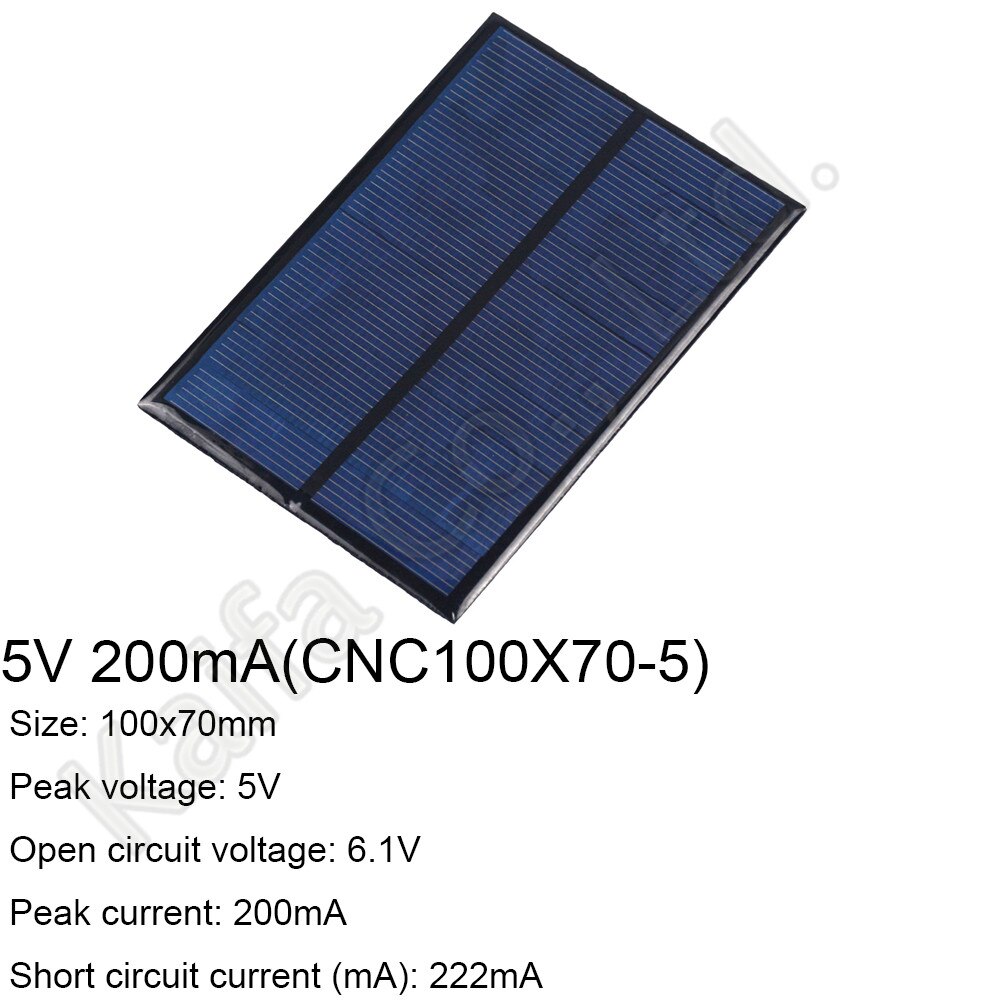 Panel Solar de 5V, 200MA, Mini Sistema Solar DIY para baterías, cargadores de teléfonos móviles, célula Solar portátil, 100x70mm, 1 ud.