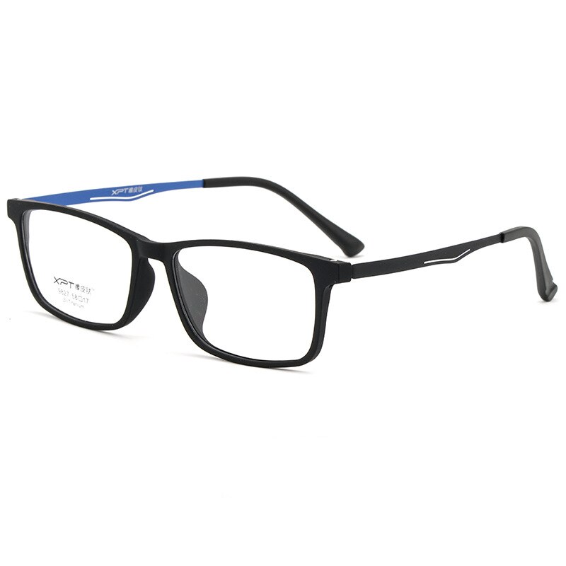 Ren titanium brillestel nærsynethed briller herre ultralette og komfortable fuld stel stort stel optisk brille stel 9827: Sortblå