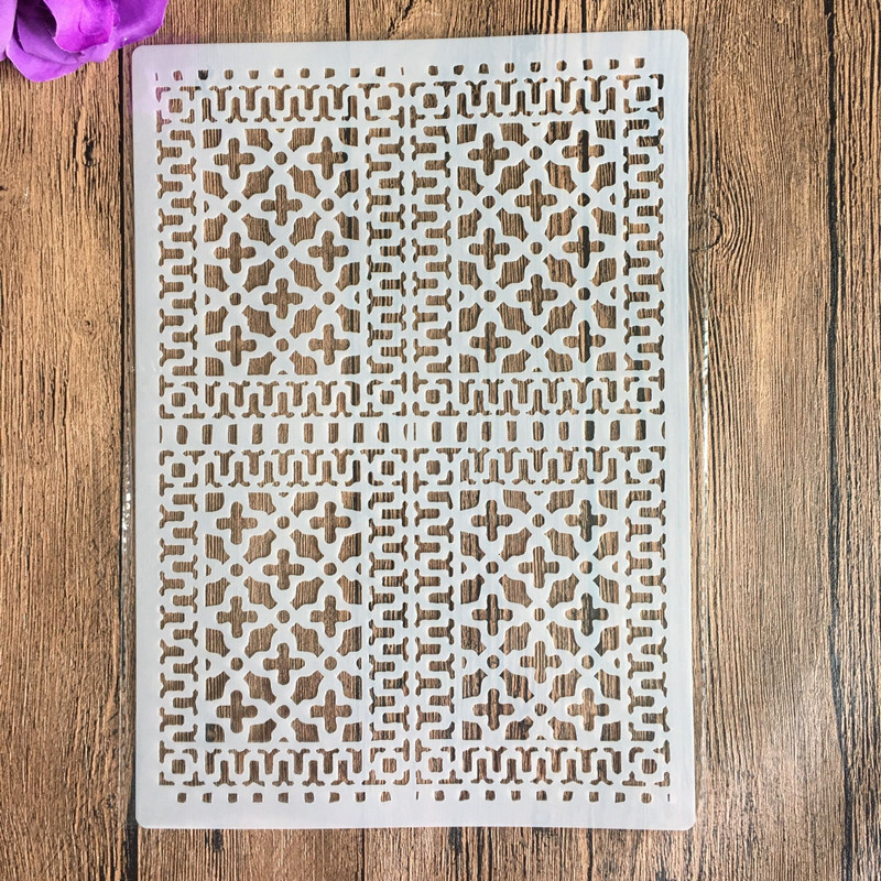 Stencil di design formato A4 per pittura murale Scrapbooking Timbro Album Decorativo Goffratura Carta artigianale Stencil quadrati in mattoni fai-da-te: Di Colore Giallo chiaro
