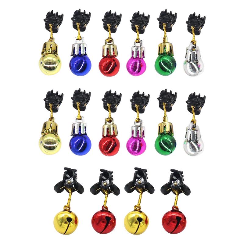 16 stks 12 Gloeilamp Bells 4 Bell Clips Kerst Snor Decoratie Kleur Willekeurige Unisex Slijtage Funny Kids Jongen party