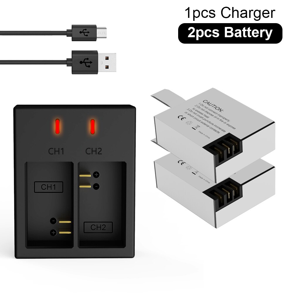 PALO PG1050 SJ4000 PG900 Battery For SJCAM SJ5000 SJ6000 SJ8000 M10 EKEN 4K H8 H9 GIT-LB101 GIT Battery: 2pcs and charger