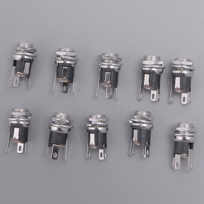10pcs DC Power Supply Jack Socket Female Panel Mount Connector 5.5x2.1mm