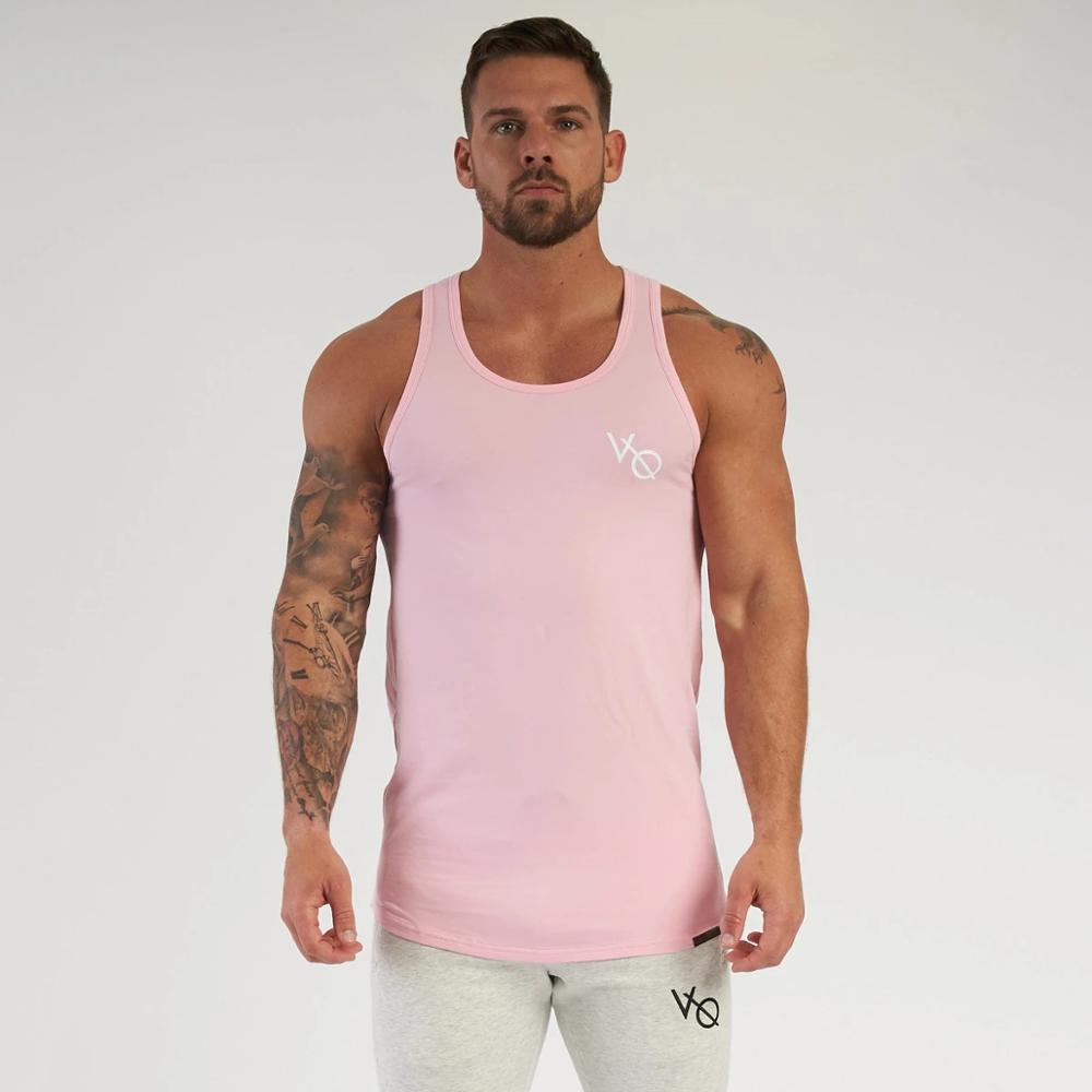 Männer Basketball-Ausbildung anzug Sport weste Neue herren Fitnessstudio Fitness weste strecken weste männer baumwolle solide-farbe Sport weste: Rosa / XXXL