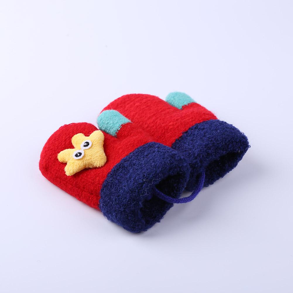 1 Pair Children Cartoon Gloves Thicken Imitation Lamb Fleece Autumn Winter Warm Girls Boys Apparel Accessories