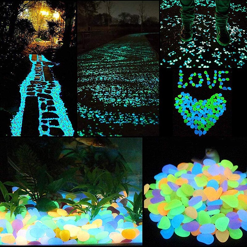 300 stuks lichtgevende tuinkiezels, lichtgevende stenen voor tuinpad, bloempot, aquarium, tuindecoratie, lichtgevende stenen
