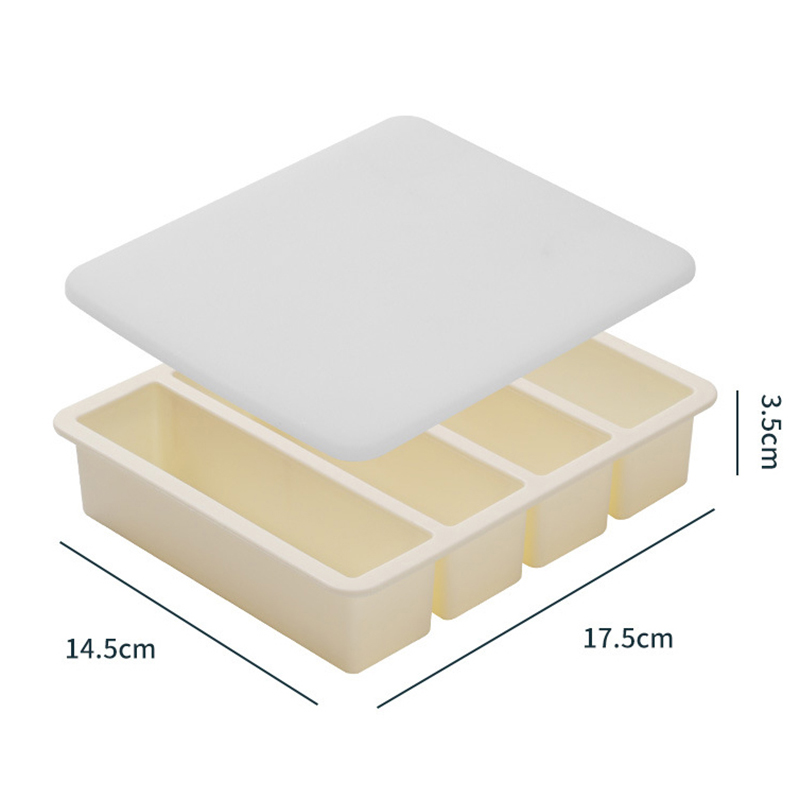 4 Cubes Giant Storage For Food Meal Sauce With Lid Silicone Freezer Trays Extra Large Soup Ice Tray Food Freezing Molds