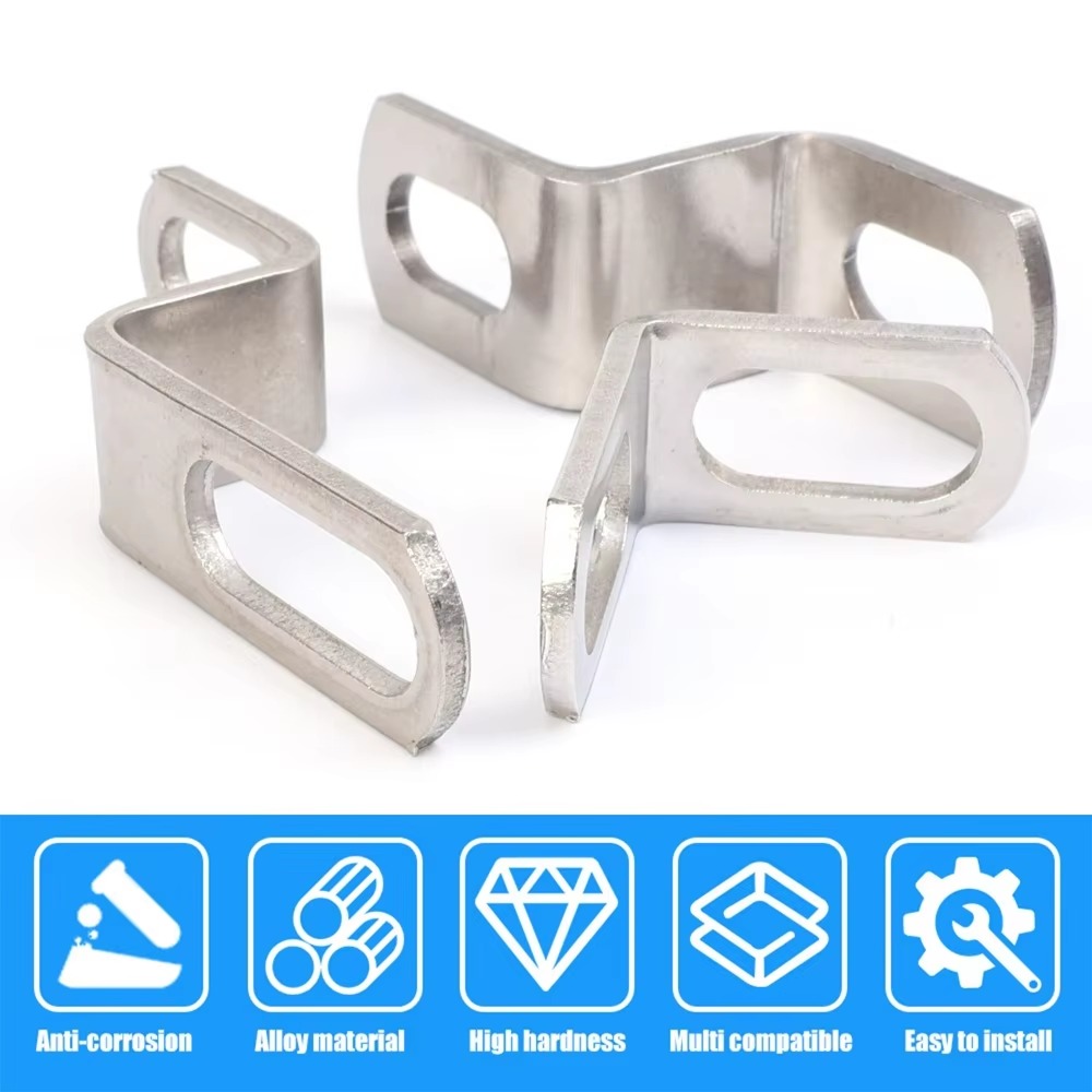 Soporte de tubo de escape para motocicleta, abrazaderas de tubo de escape modificadas en forma de Z/L, accesorio de soporte fijo de acero inoxidable