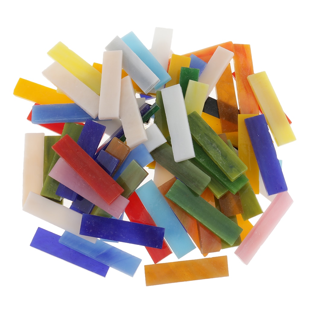70 stk assortert farge rektangel glass mosaikk fliser deler gjør-det-selv håndverk 10 x 40mm