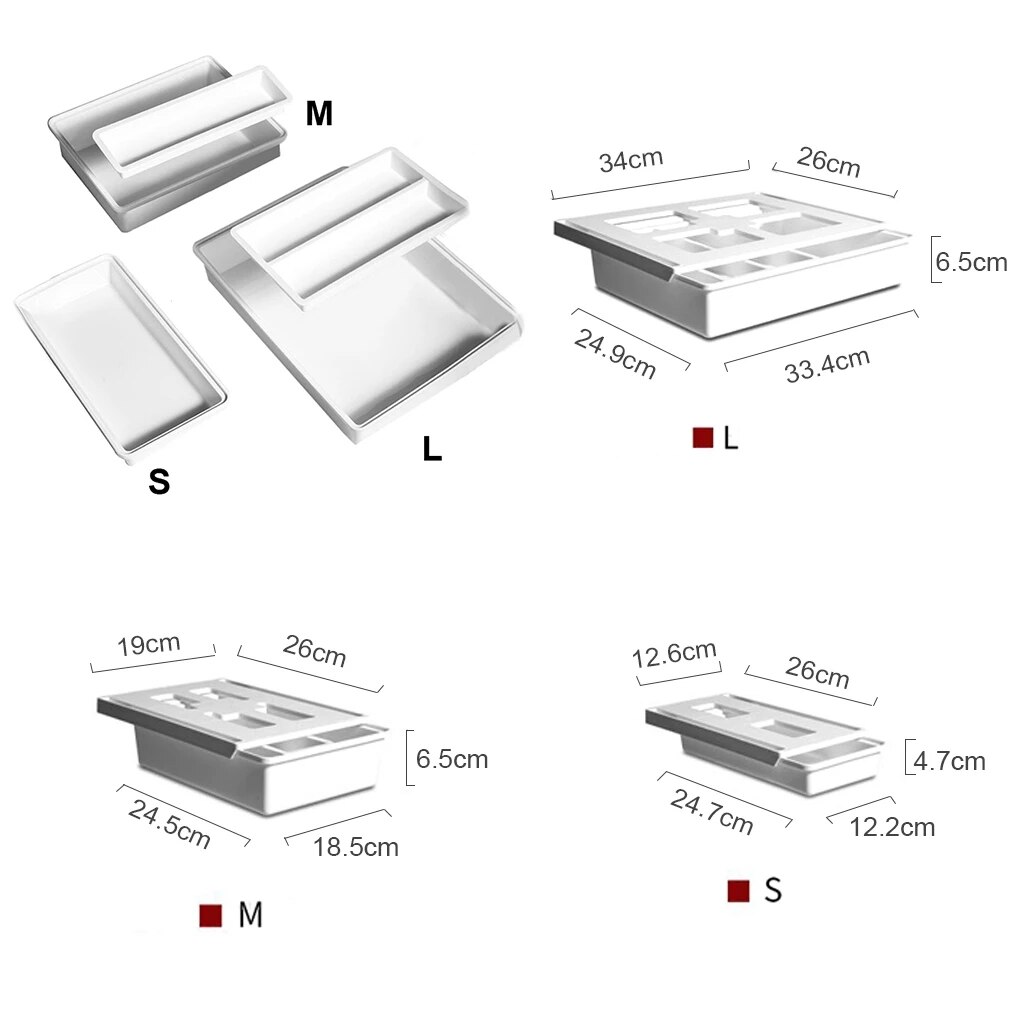Unter Schreibtisch Schublade Selbstklebende Bleistift Tablett Messer Gabel Löffel Besteck Organizer Machen hoch Lagerung Kasten Büro Schreibwaren Veranstalter