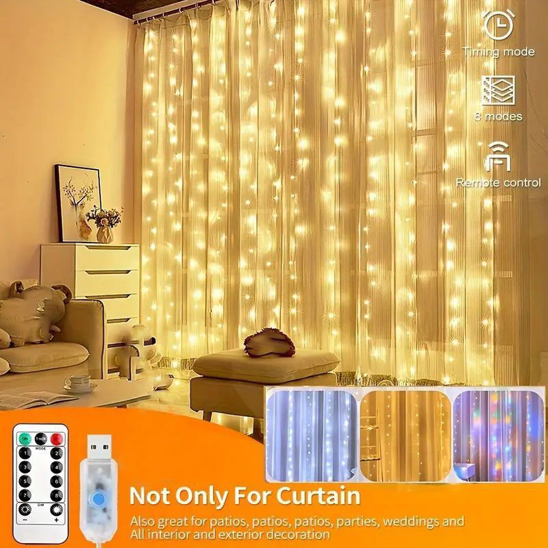 6m usb cortina luzes da corda 2025 decoração de ano novo led guirlanda luz de fadas 8 modo natal festa em casa feriado decoração de casamento