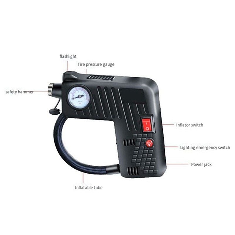 Draagbare Bandenpomp - Snoerloze 12V Compressor met LED Licht voor Auto's & Motoren