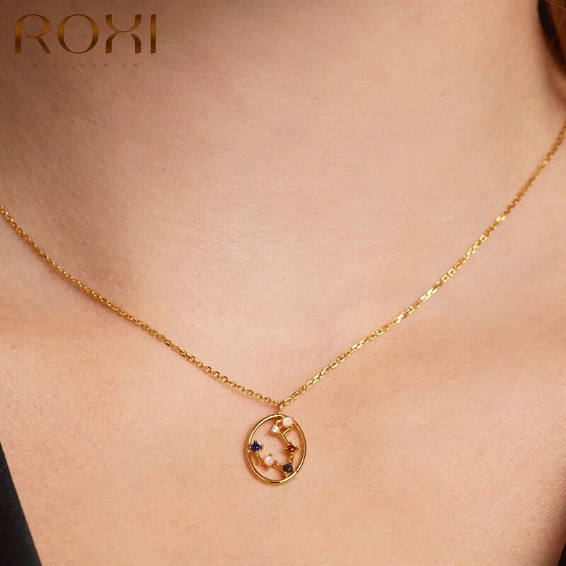 ROXI 12 costellazioni pendenti collane per donna argento Sterling 925 pendenti con collane in oro gioielli da donna a catena lunga girocollo