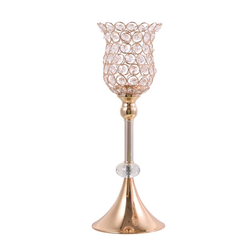Candelabro de cristal K9, candelabro de acrílico bañado en oro para bodas, centros de mesa, candelero de decoración