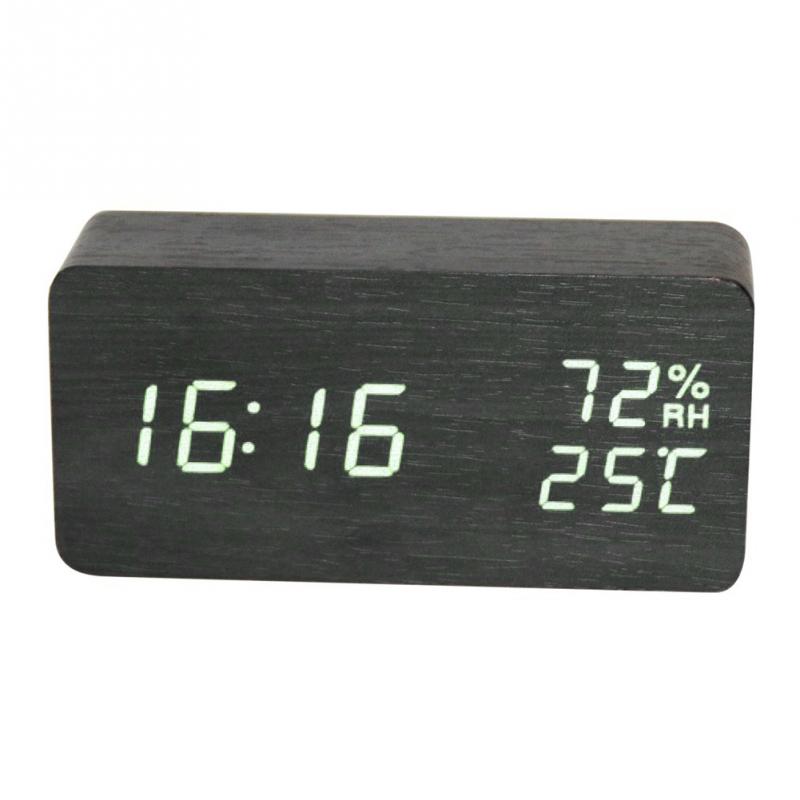 Bedroom Alarm Clock Home Bedside Desktop Wood Alarm Clock Living Room Multifunction Electronic LED Display Desk Alarm Clock: 3