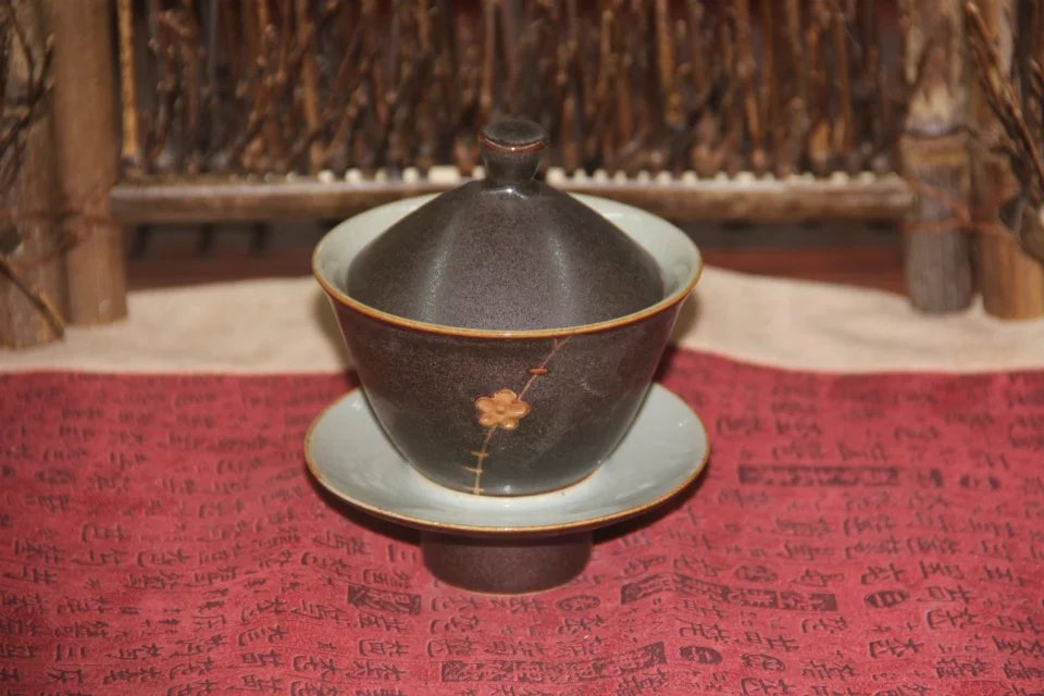 Kung Fu thee set gaiwan Ruw aardewerk Zilver spot goud Retro Oven change Ruw aardewerk handleiding keramiek schets in goud