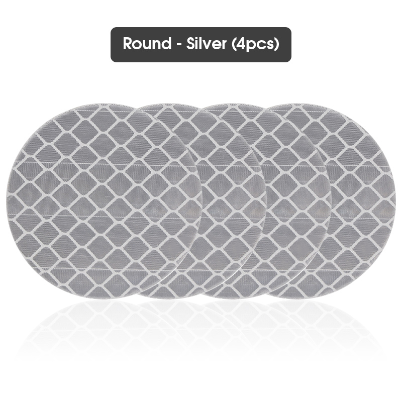 4pcs Car Door Sticker Decal Reflective Strip Warning Mark Tape Reflective Sticker OPEN High Sign Safety Light Reflector Strip: Round-silver