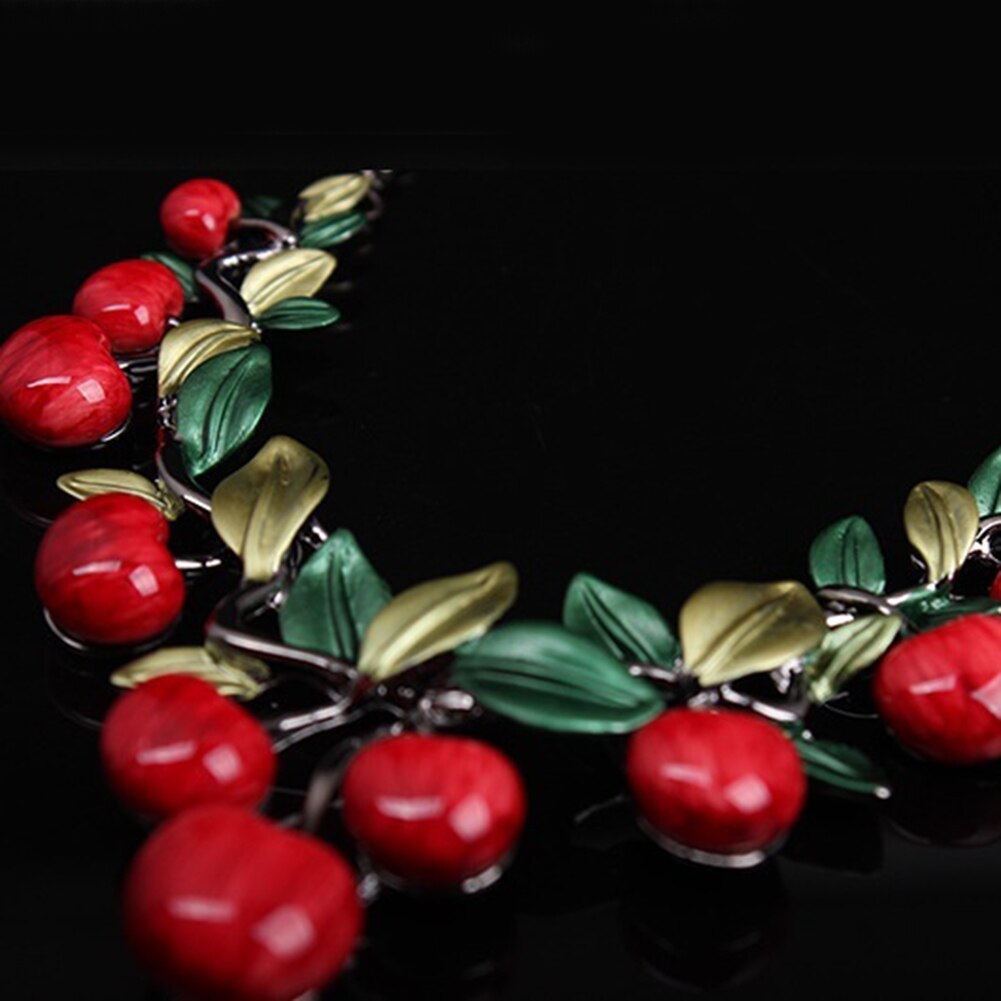 1 Set Vintage Red Cherry Fruit Sieraden Set Chic Bridal Ketting Oorbellen