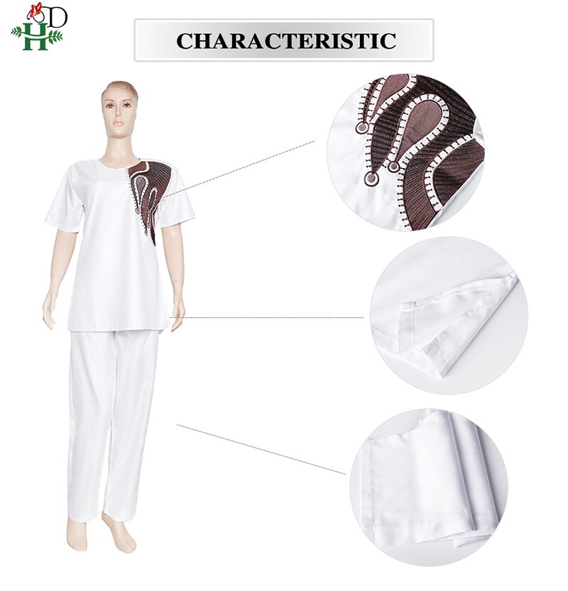 H &amp; D abiti africani per donna camicia Dashiki pantaloni 2 pezzi abito donna Agbada T-shirt tradizionale ricamo Robe Party