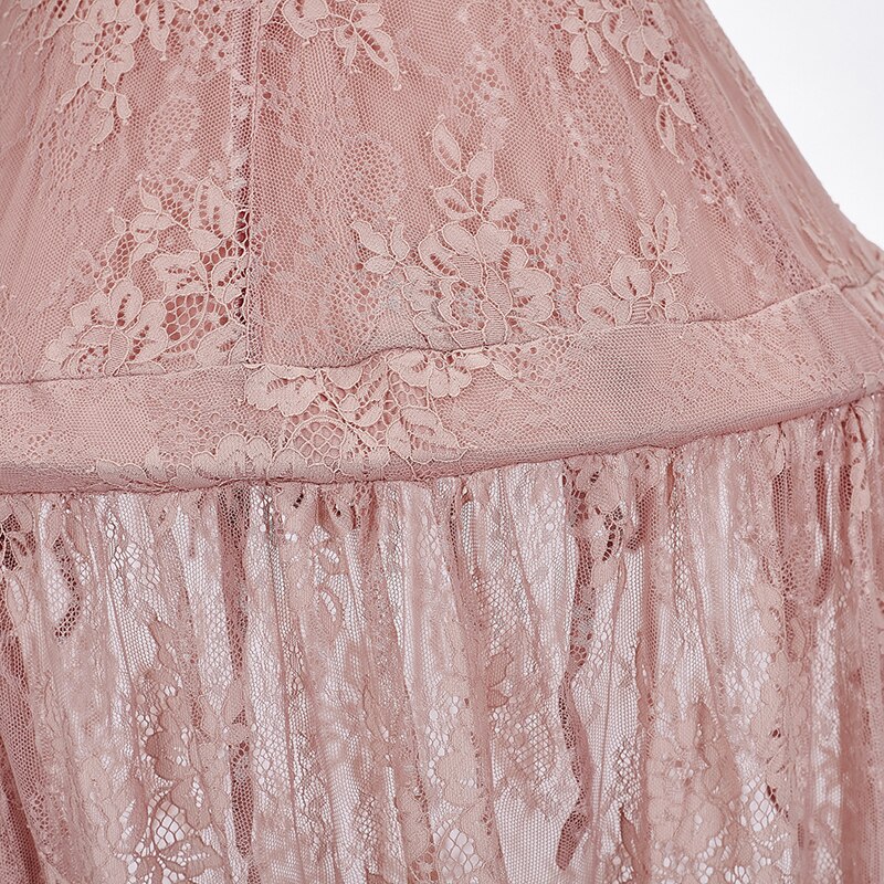 Kanten babybedgordijn, kinderklamboe, bedhemel, ronde koepel, wiegdecoratie, net, babykamerdecoratie voor meisjes.