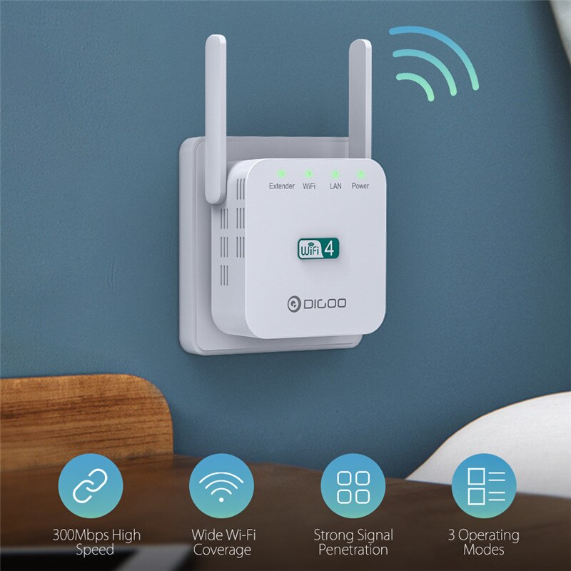 DIGOO DG-R611 repetidor Wifi inalámbrico rango Wifi extensor Router Wi-Fi amplificador de señal 300Mbps 2,4G WiFi de punto de acceso