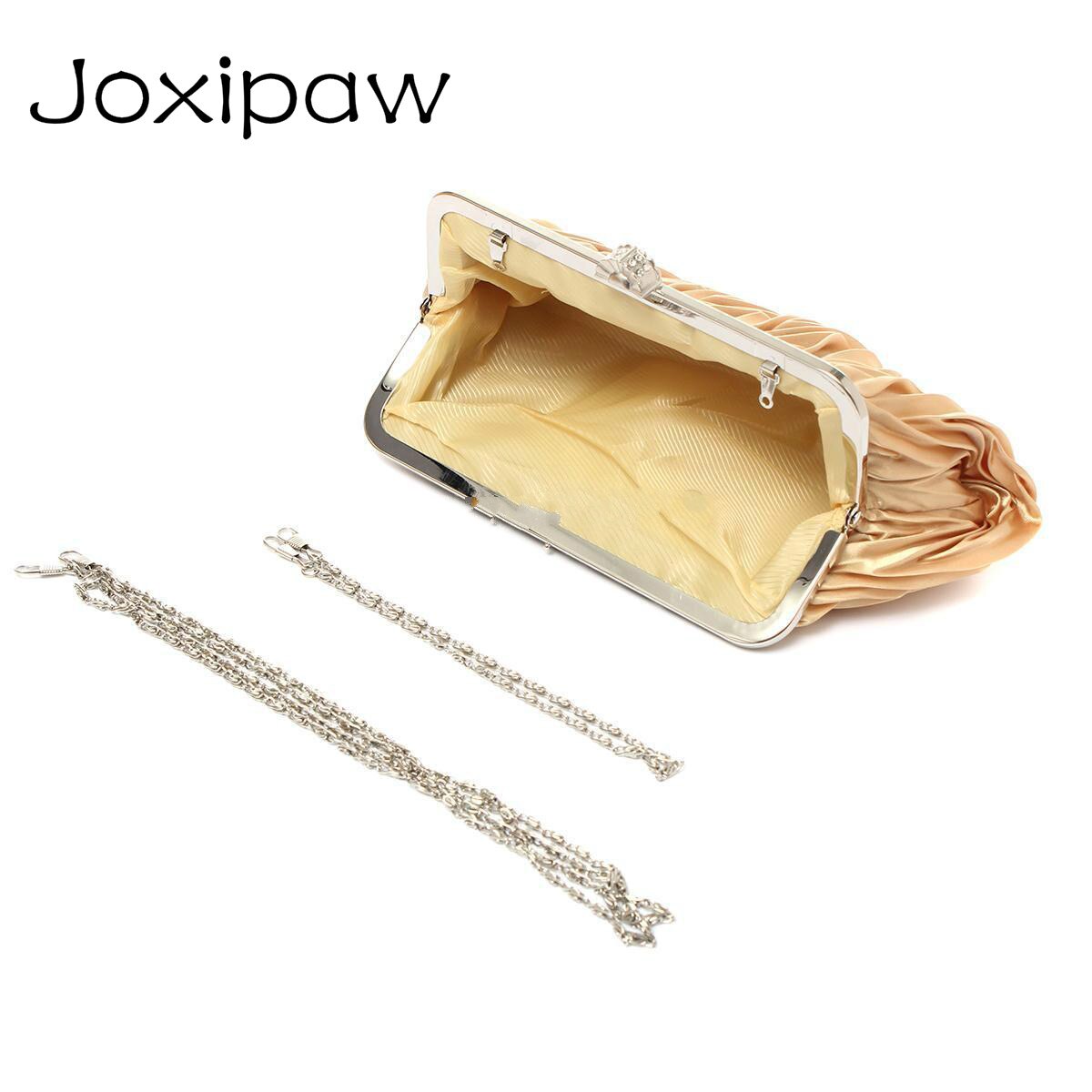 Lady Party Wedding Handbag Purse Girl Soft Evening Bag Bridal Women Satin Crystal Clutch Joxipaw