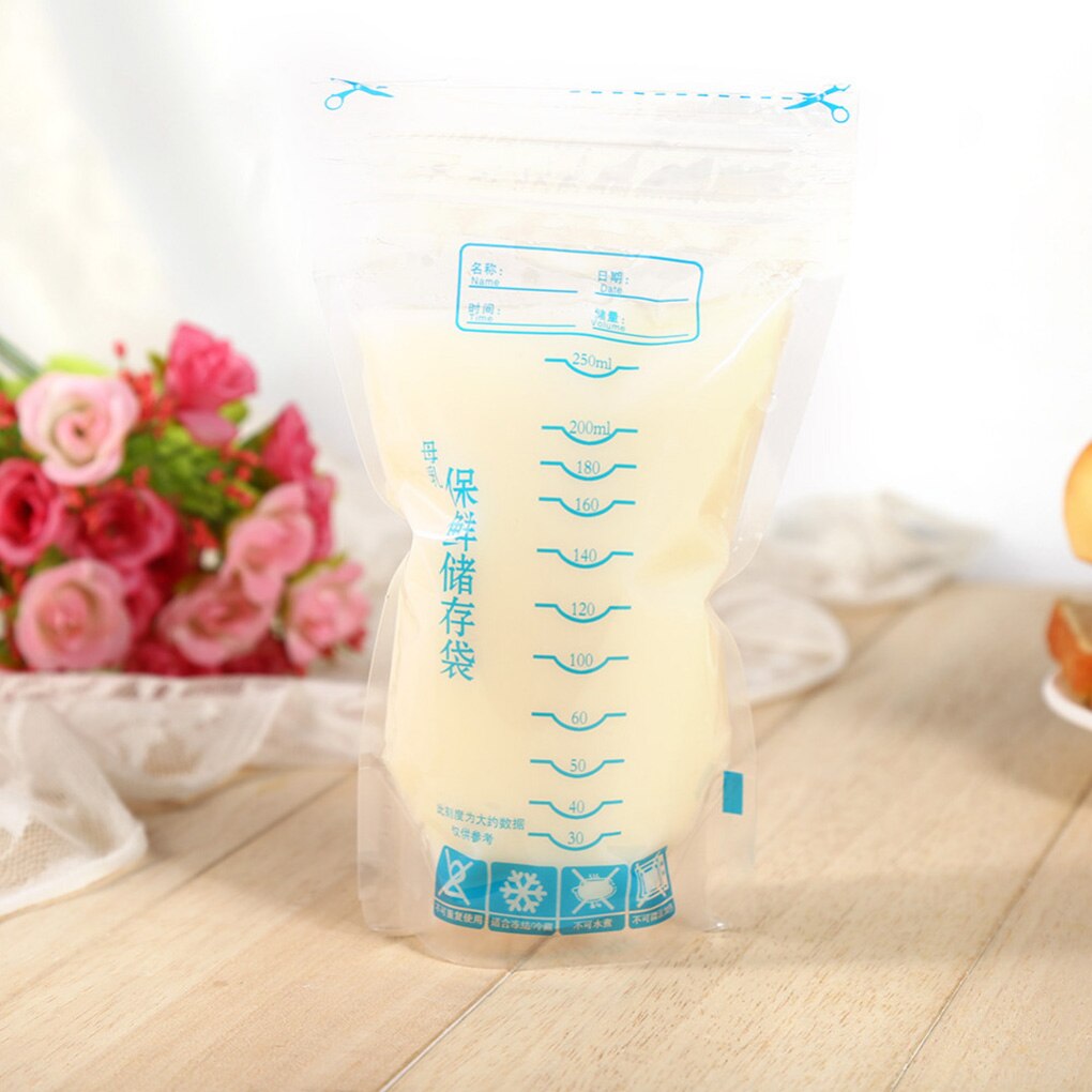 30Pcs 250Ml Melk Vriezer Zakken Moeder Melk Babyvoeding Opslag Moedermelk Opbergtas Baby Veilig Feeding Tassen moedermelk Zak