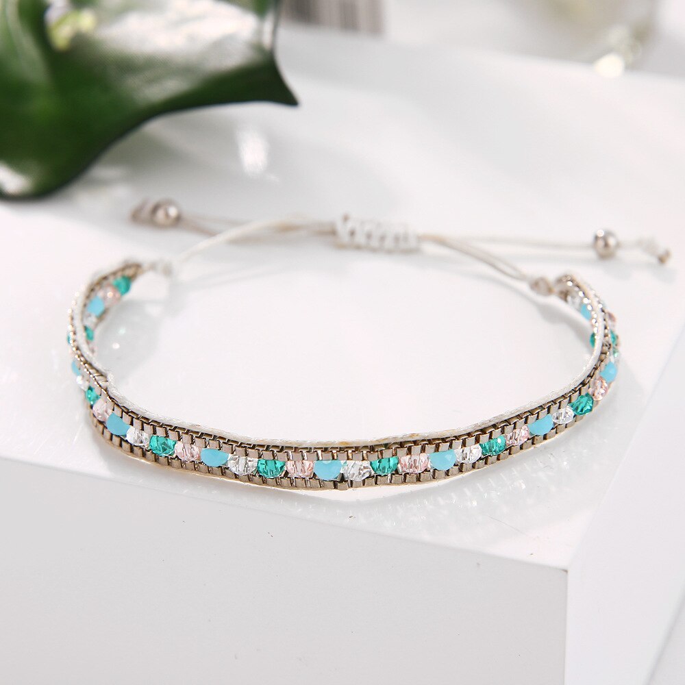 Set di braccialetti intrecciati stile bohemien retrò pop set di perle di riso gioielli intrecciati nuovi braccialetti di amicizia con corda a mano in stile etnico