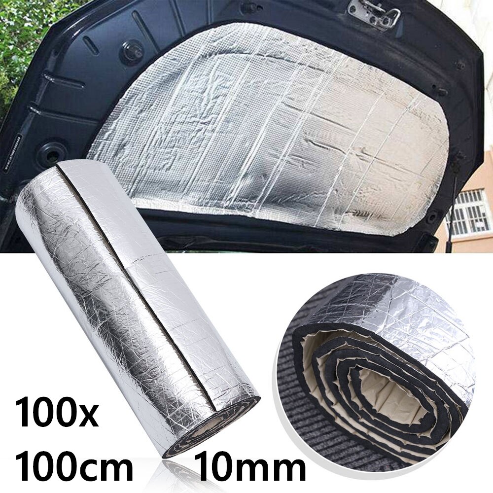 Papier d'aluminium 100x100cm 10mm voiture son bruit Deadener insonorisé coton pour capot moteur voiture toit voiture intérieur accessoires