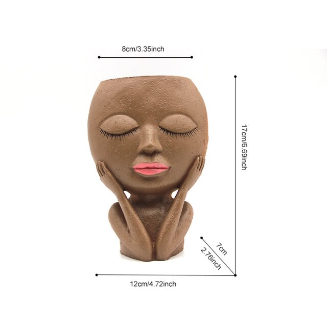 Cute Lady Face Planter Resin Succulent Plant Pots Abstract Lady Head Flower Pot Human Face Vases For Tabletop Balcony Decor: Style B