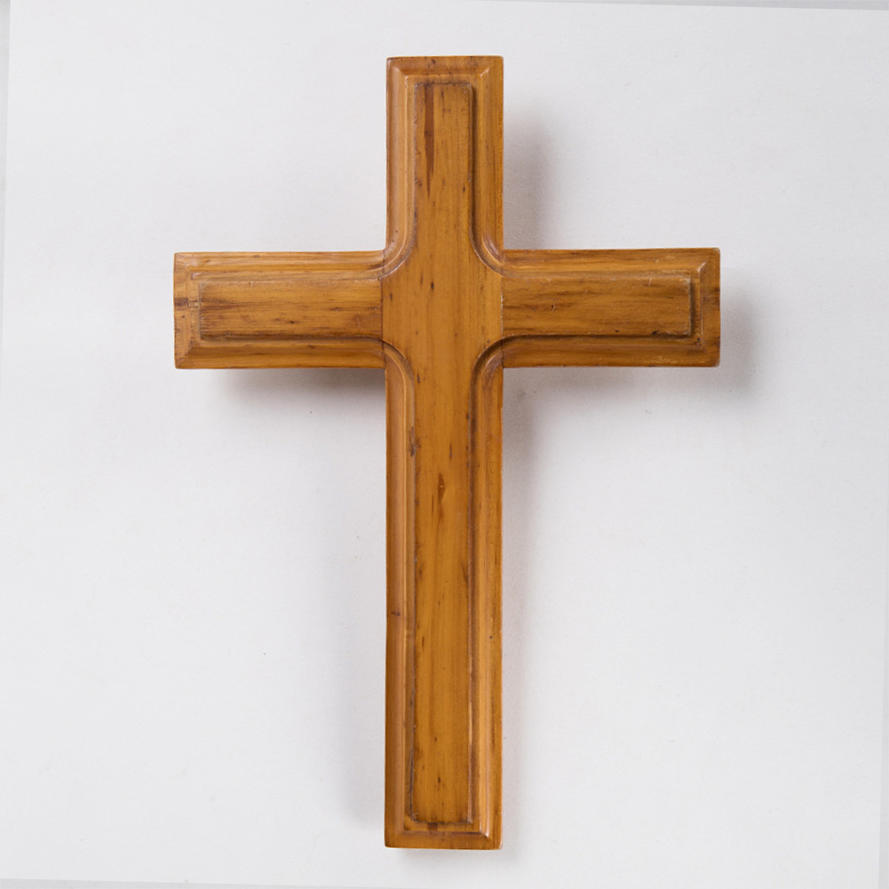 Croix en bois pour chambre à coucher, décoration de la maison, montage mural, Crucifix catholique, suspendu, artisanat solide, de jésus Christ
