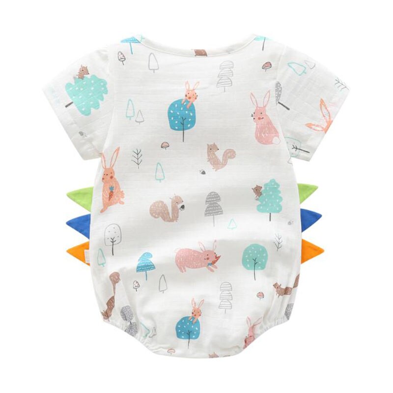 Barboteuse à manches courtes pour bébés garçons, imprimé de dinosaures, vêtements en coton, été