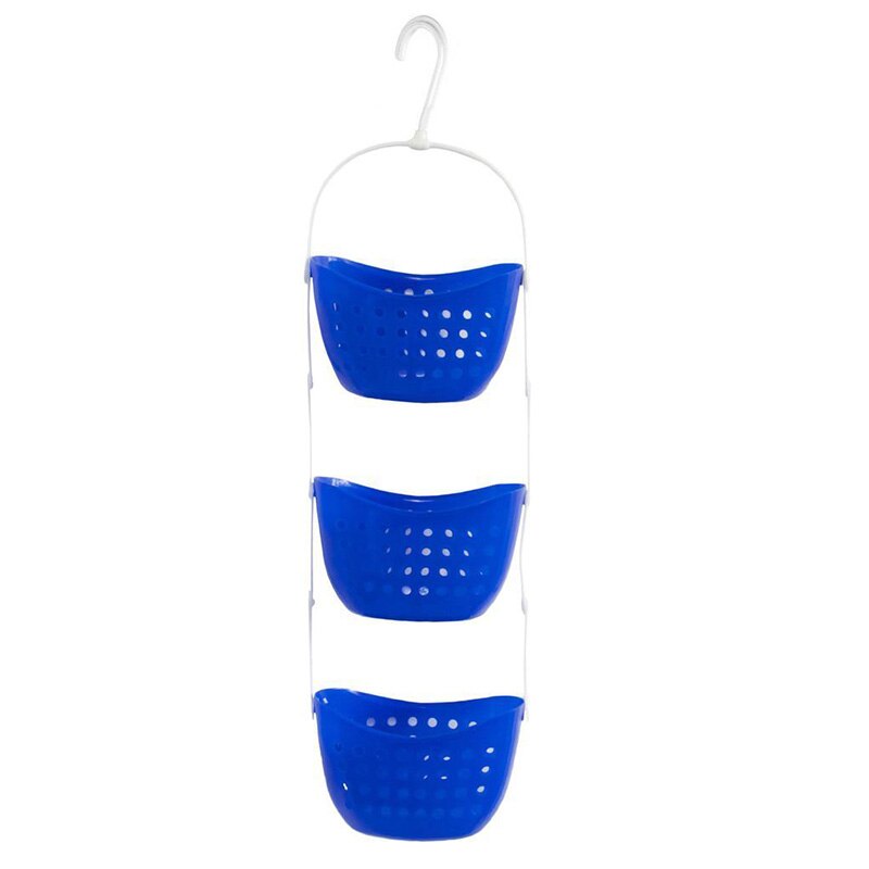 3 tier shower caddy bath rack plastic hanging over basket unit shower organiser, blue