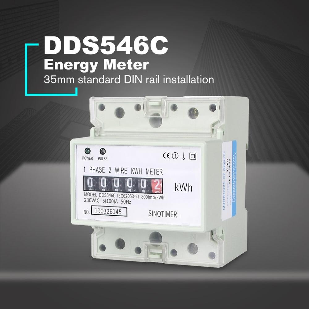 SINOTIMER DDS546C 230VAC monophasé 4P compteur d'énergie analogique wattmètre électrique domestique Din Rail mètre