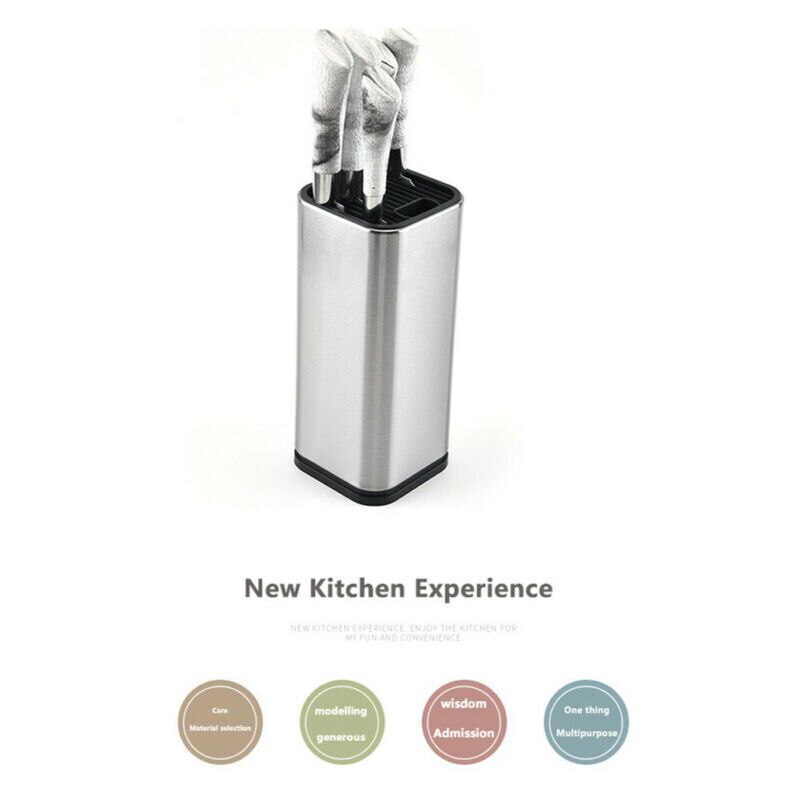 Stainless Steel Kitchen Knife Stand Tool Holder Multifunctional Tool Holder Knife Block Cooktops Tube Shelf Chromophous