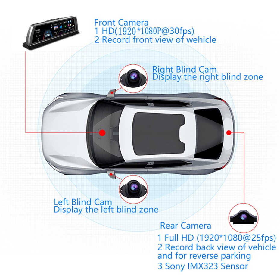 QUIDUX – caméra arrière FHD à Vision nocturne, avec câble de 6 mètres, pour véhicule, étanche, pour TZ107 et TZ076