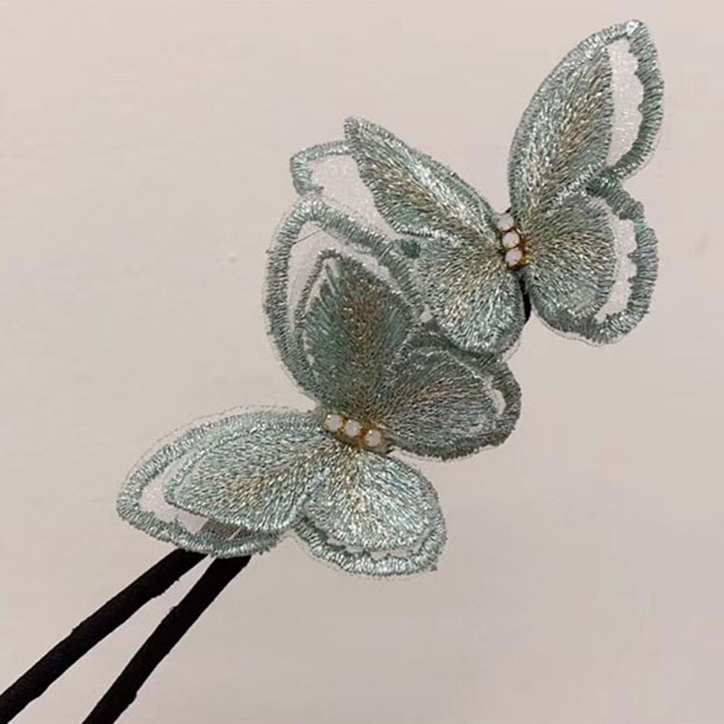 Butterfly Hair Bun Maker Butterfly Hairpin Heandband Fashionable for Women Girls: Green